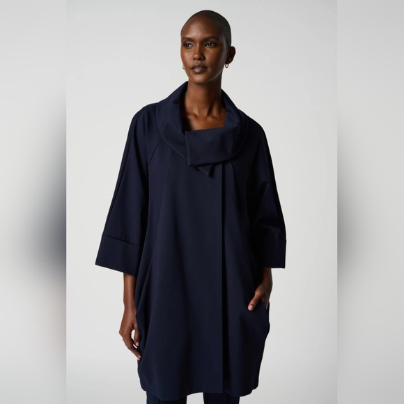 JOSEPH RIBKOFF* cocoon faux cowl asymmetric 3/4 sleeve button front jacket sz 10 - Picture 1 of 16